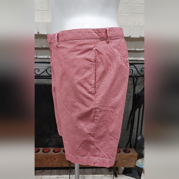 DANIEL CREMIEUX Newport Men's 100% COTTON SHORTS Red Checkered Preppy Pant Sz 38 - Picture 8 of 11